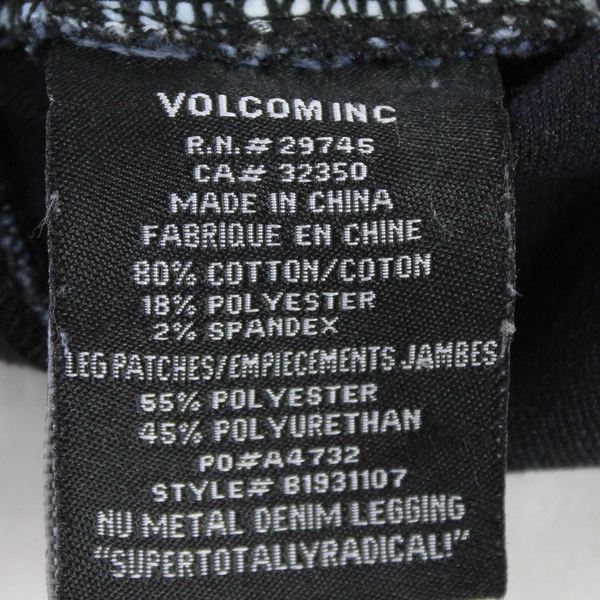 Volcom Nu Metal Dark Blue Legging Jeans Size 5 Skinny Faux Leather Accents