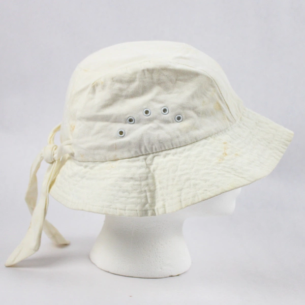 Betmar New York White Cotton Hat Arc Eyelet Pattern, Back Bow 