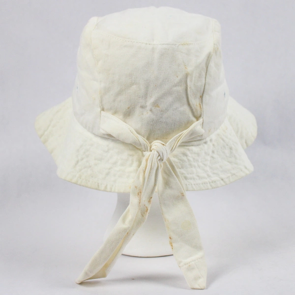 Betmar New York White Cotton Hat Arc Eyelet Pattern, Back Bow 