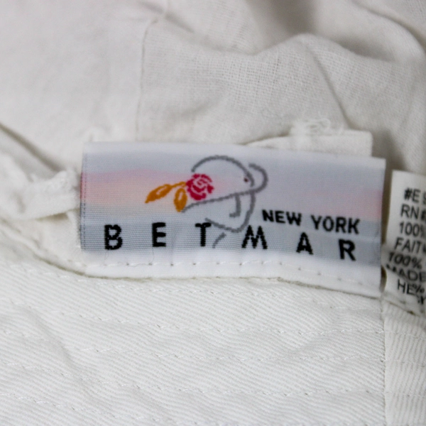 Betmar New York White Cotton Hat Arc Eyelet Pattern, Back Bow 