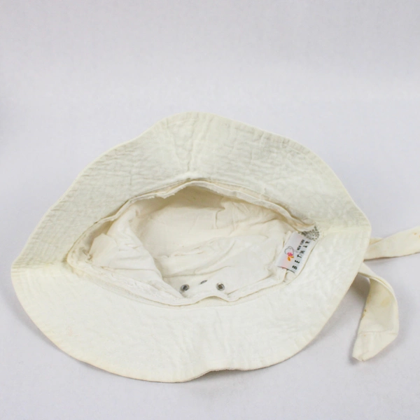 Betmar New York White Cotton Hat Arc Eyelet Pattern, Back Bow 