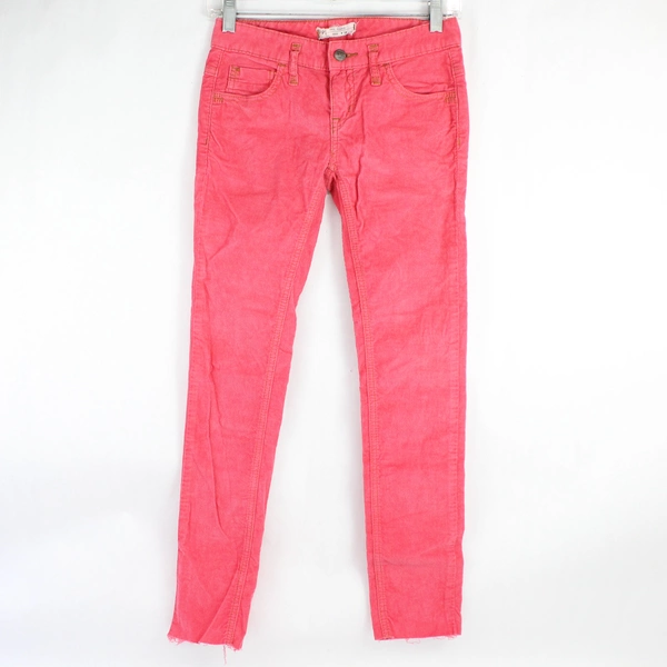 Free People Hot Pink Corduroy Skinny Pants Girl's Size 24 Raw Hems