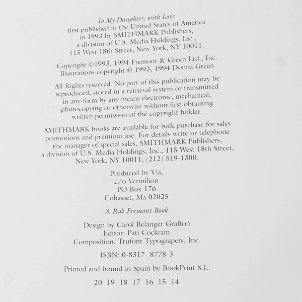 To My Daughter with Love: A Mother's Memory Book by Donna Green, 1993 Hardcover