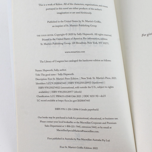 The Good Sister by Sally Hepworth 2020 Trade Paperback - Good Condition