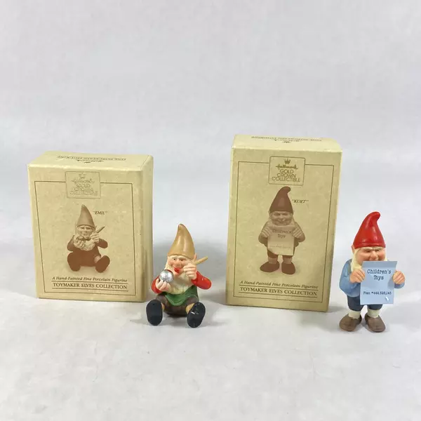 Vtg 1987 Hallmark Gold Crown Collectible Toymaker Elves Collection Kurt & Emil 