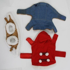 Lot of 3 Dog Vests Size Medium Costume Outfits Denim Santa Shearling