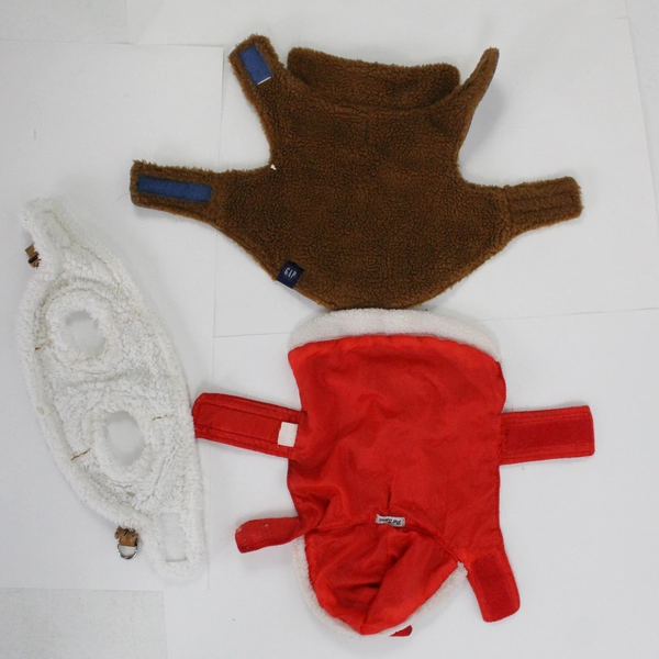 Lot of 3 Dog Vests Size Medium Costume Outfits Denim Santa Shearling