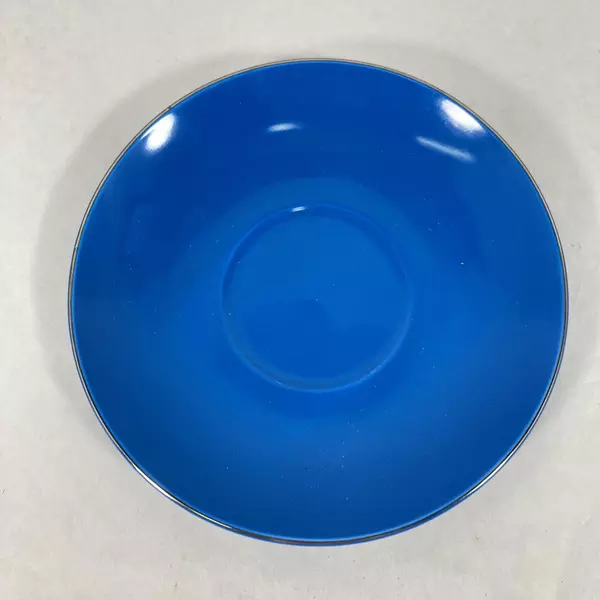 Vintage Blue Porcelain Coffee Cup & Saucer Set Made in China Good Condition