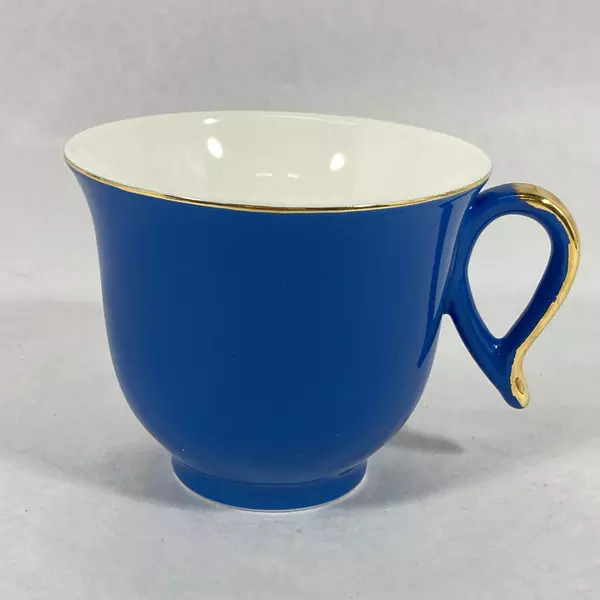 Vintage Blue Porcelain Coffee Cup & Saucer Set Made in China Good Condition