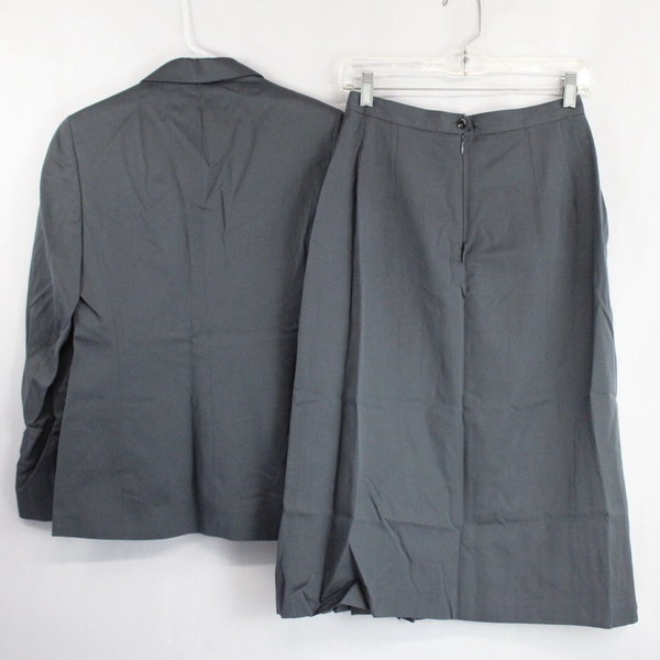 Vintage 2 PC Union Made Gray Pure Wool Skirt Suit Women's Size 8 Flawed