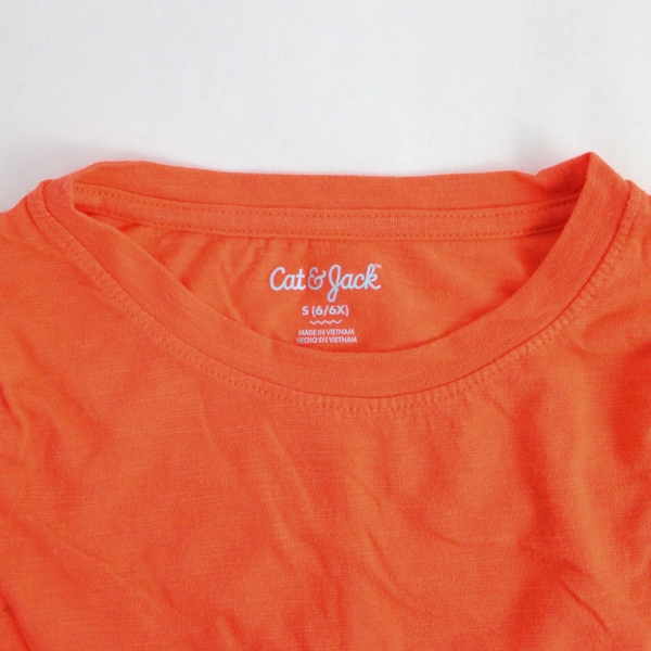 Cat & Jack Orange Cotton Blend T-Shirt Girls' Size S 6