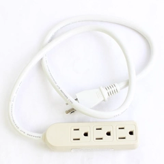 3 Outlet Wall Tap Power Strip Adapter 3.5 ft White 300V