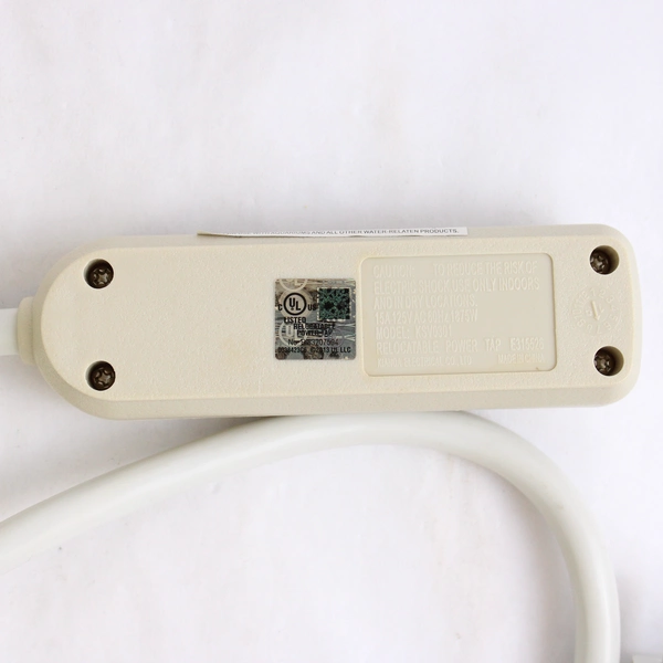 3 Outlet Wall Tap Power Strip Adapter 3.5 ft White 300V