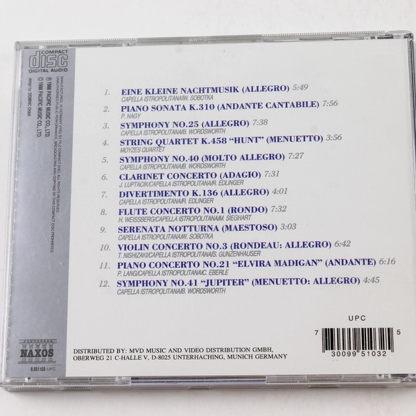 The Best of Mozart Various Artists CD 1988 Pacific Music Good Condition