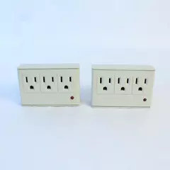Lot of 2, Three Outlet Wall Tap Indoor Grounded AC Power Extender Adapter Plug