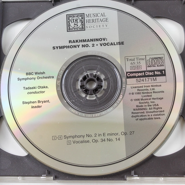 Rakhmaninov Symphony No. 2 & Vocalise CD 1996 BBC Welsh Orchestra Good