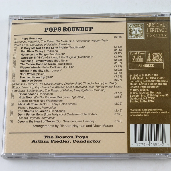 Pops Roundup CD by Arthur Fiedler & Boston Pops Orchestra 1997 - Good Condition