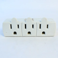 Three Outlet Grounded Wall Tap AC Power Extender Adapter Plug