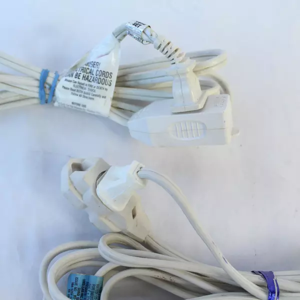 Lot of 2, Two Prong Extension Cords 12ft & 6ft Power Cables