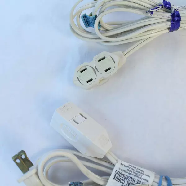 Lot of 2, Two Prong Extension Cords 12ft & 6ft Power Cables