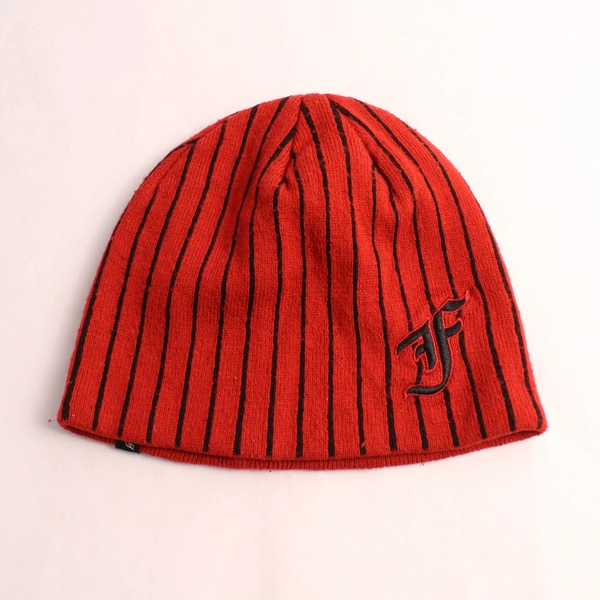 C&H West Merchandising Fearless Red W/ Stripes Black Yankee Beanie Embroidered