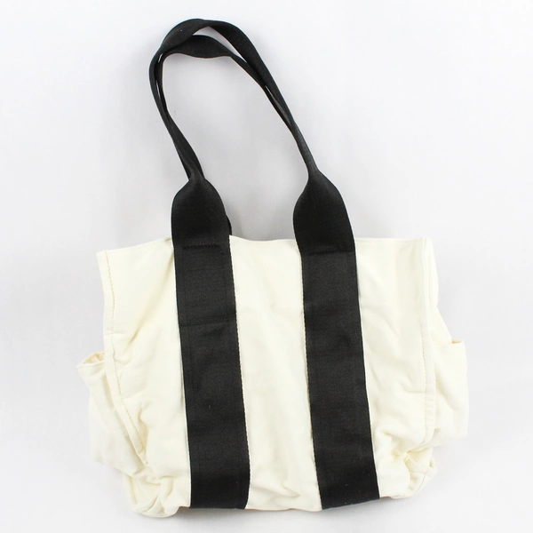A New Day White Shoulder Bag Black Straps Women's Handbag Elegant Design