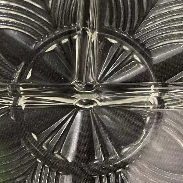 Vintage Indiana Glass 259 Clear 3-Part Relish Dish Ribbed Fan Pattern 7.25 Inch