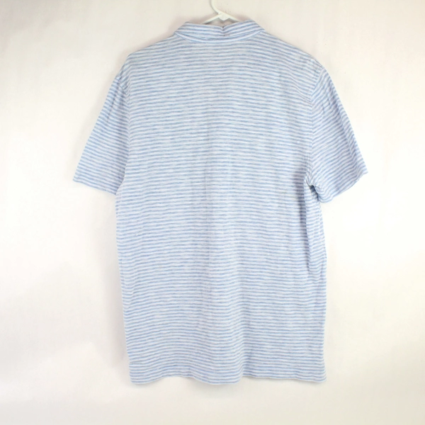 Gap Men's Blue White Striped Casual Polo Shirt XL Short Sleeve Cotton Blend