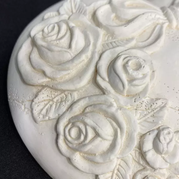 Heart Shaped Ceramic Trinket Box with Embossed Roses - 5.75" - Made in Korea