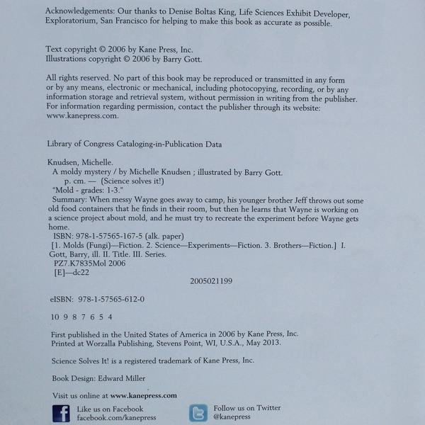 A Moldy Mystery by Michelle Knudsen PB 2006 Science Solves It Series Good Cond