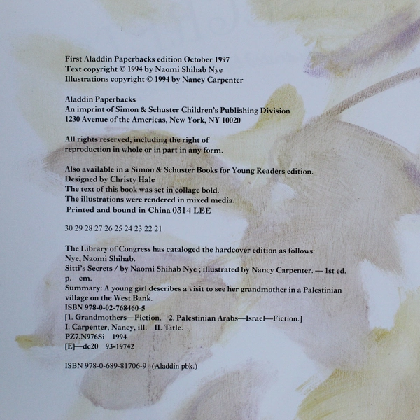 Sitti's Secrets Naomi Shihab Nye 1997 Aladdin Paperbacks Aladdin Picture Books