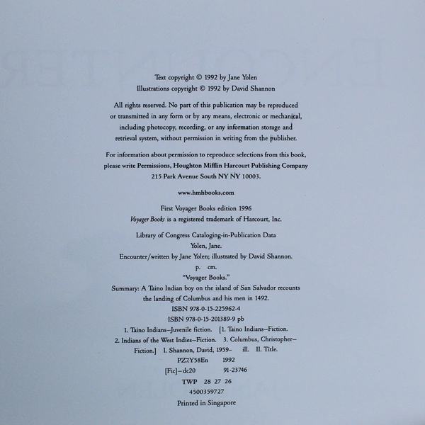 Encounter by Jane Yolen 1996 Voyager Books Paperback - Good Condition