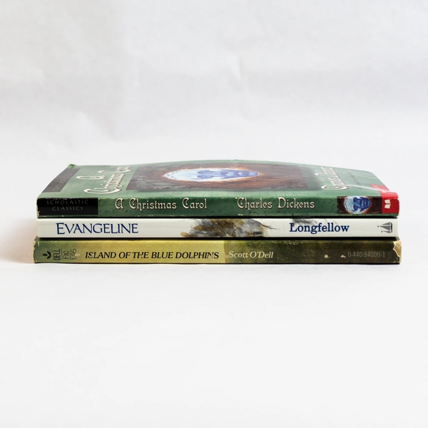 Lot Of 3 Vtg PB Books A Christmas Carol Island Of The Blue Dolphins Evangeline