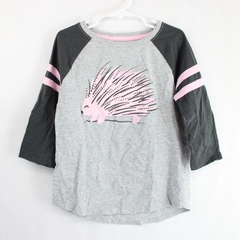 Cat & Jack Gray and Pink Hedgehog Graphic T-Shirt Girls' Size M 7-8