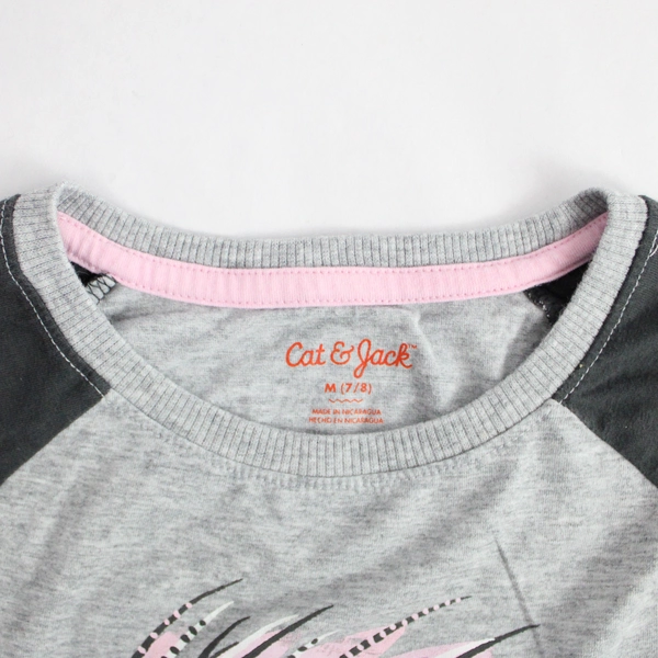 Cat & Jack Gray and Pink Hedgehog Graphic T-Shirt Girls' Size M 7-8