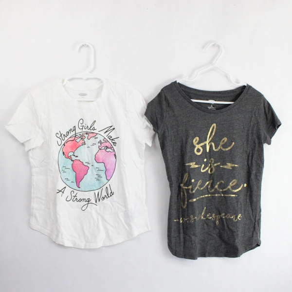 Lot of 2 Old Navy Girl Power T-Shirts Girls' Size M 8