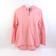North River Women's Lightweight Hooded Shirt 100% Cotton Pink Medium