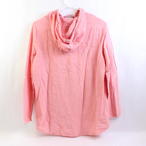 North River Women's Lightweight Hooded Shirt 100% Cotton Pink Medium