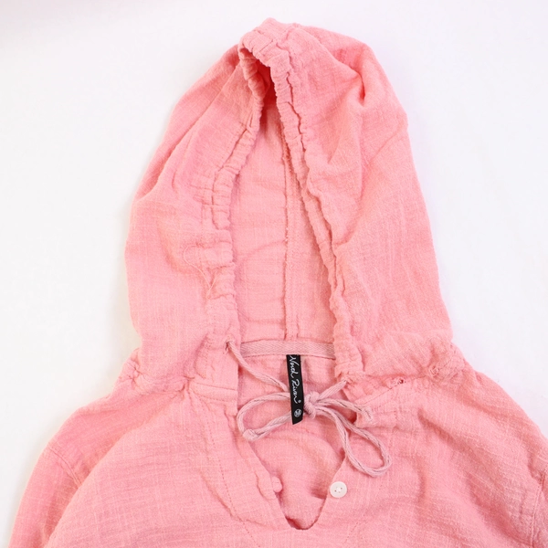 North River Women's Lightweight Hooded Shirt 100% Cotton Pink Medium