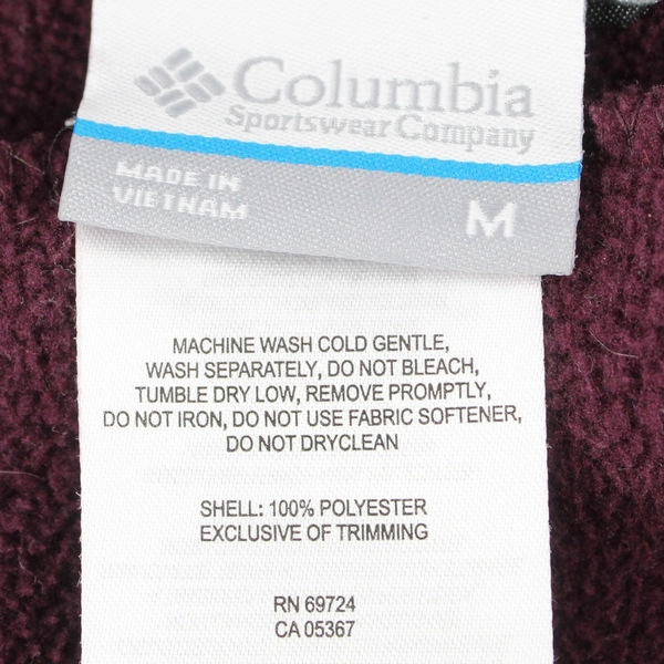 Columbia Women's Medium Purple Zip-Up Fleece Hoodie Activewear Sweatshirt