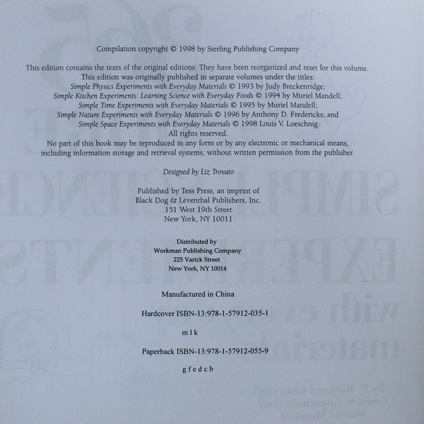 365 More Simple Science Experiments HC 1998 - Fun Projects for Kids