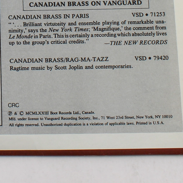 Canadian Brass Royal Fanfare LP Vinyl 1973 VSD71254 Pre-Owned