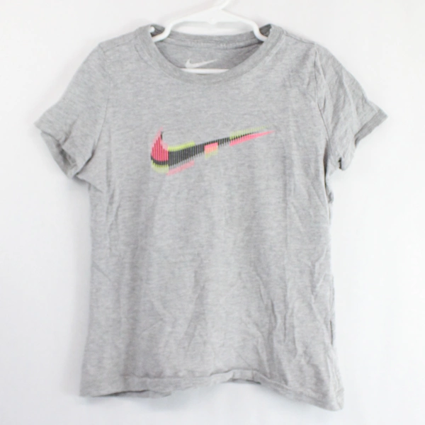 Nike Gray Logo Graphic Cotton T-Shirt Girls' Size Small
