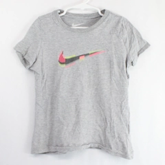 Nike Gray Logo Graphic Cotton T-Shirt Girls' Size Small