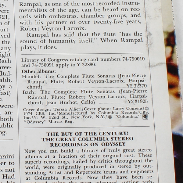 Jean-Pierre Rampal Bach Flute Concertos G & A Minor Vinyl LP - Good Condition