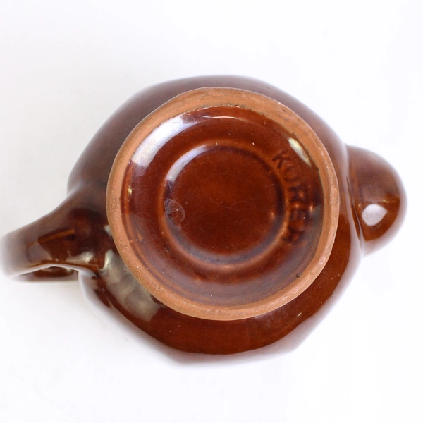 Medium Brown Octagonal Teapot with Lid Drip Glaze Ceramic Tea Pot