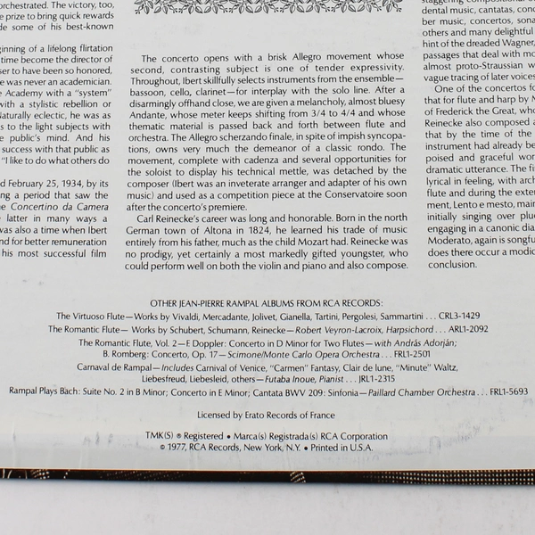 The Virtuoso Flute Vol. 2 Jean-Pierre Rampal LP Vinyl Record RCA ARL1-2369