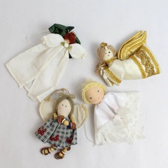 Vintage Lot of 4 Angel Hanging Christmas Tree Ornaments