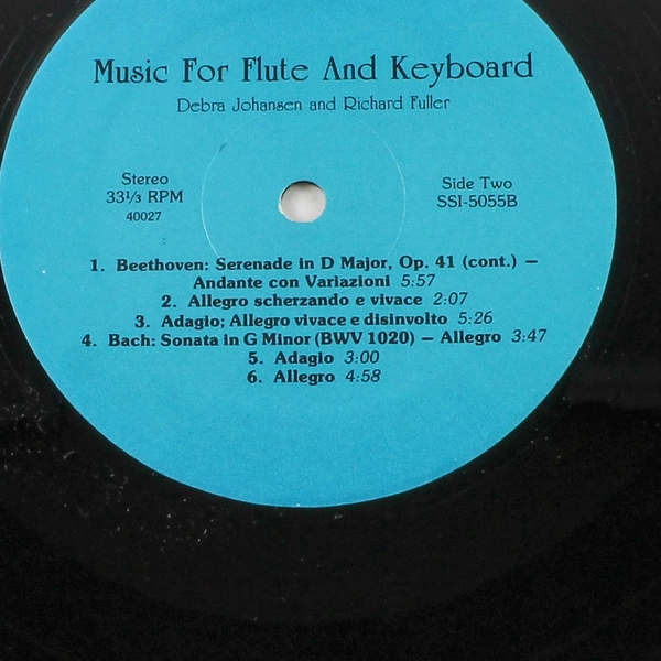 Music for Flute and Keyboard LP Debra Johansen Richard Fuller 1971 SSI-5055