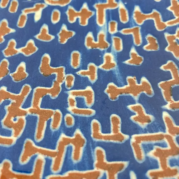 Blue And Brown Art Pottery Platter Wth Pansies 12 Inch